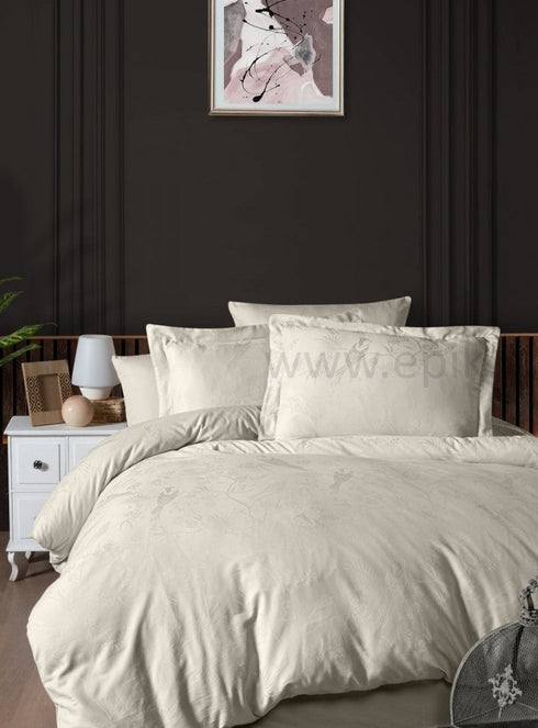 Exclusive žakardinio satino "Jacquard Collection" patalynės komplektas, šviesiai smėlinės spalvos